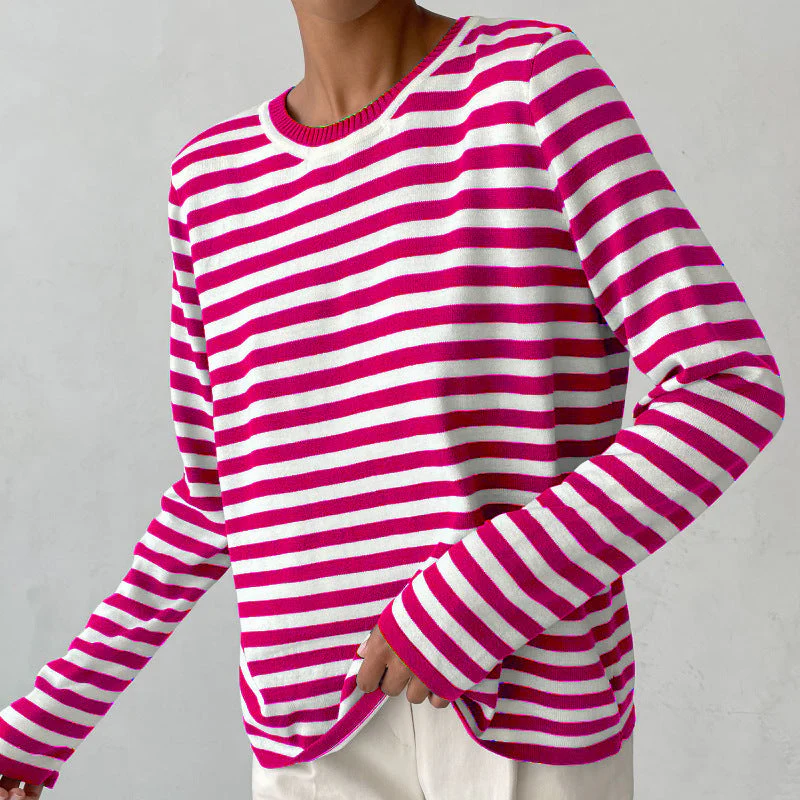 Damen Strickpullover mit Streifen – Lässiger Alltags-Sweater, zeitloser Stil, ideal für Büro & Freizeit - Image 4