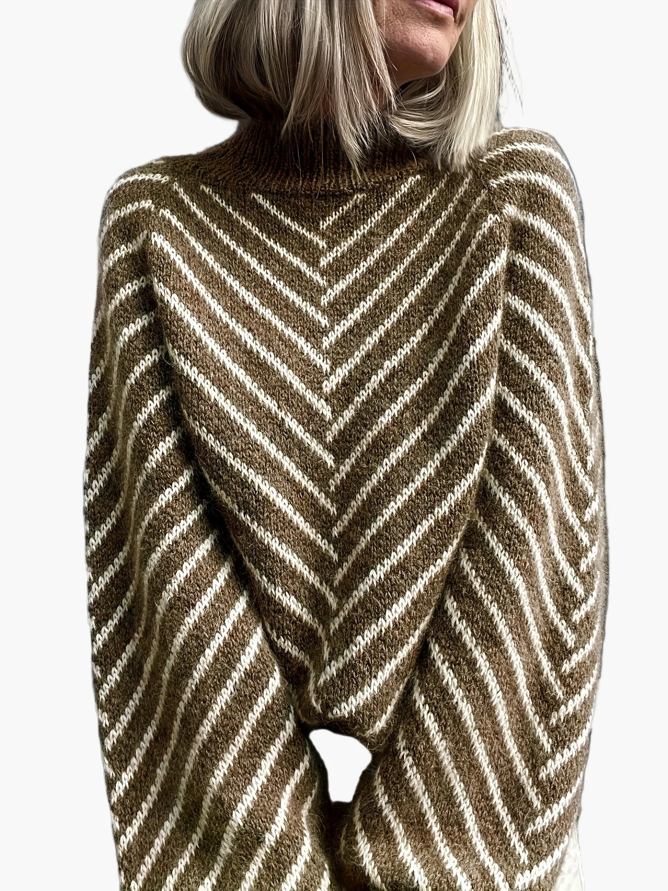 Damen Strickpullover mit Streifenmuster und Stehkragen – Eleganter Herbst/Winter Pullover