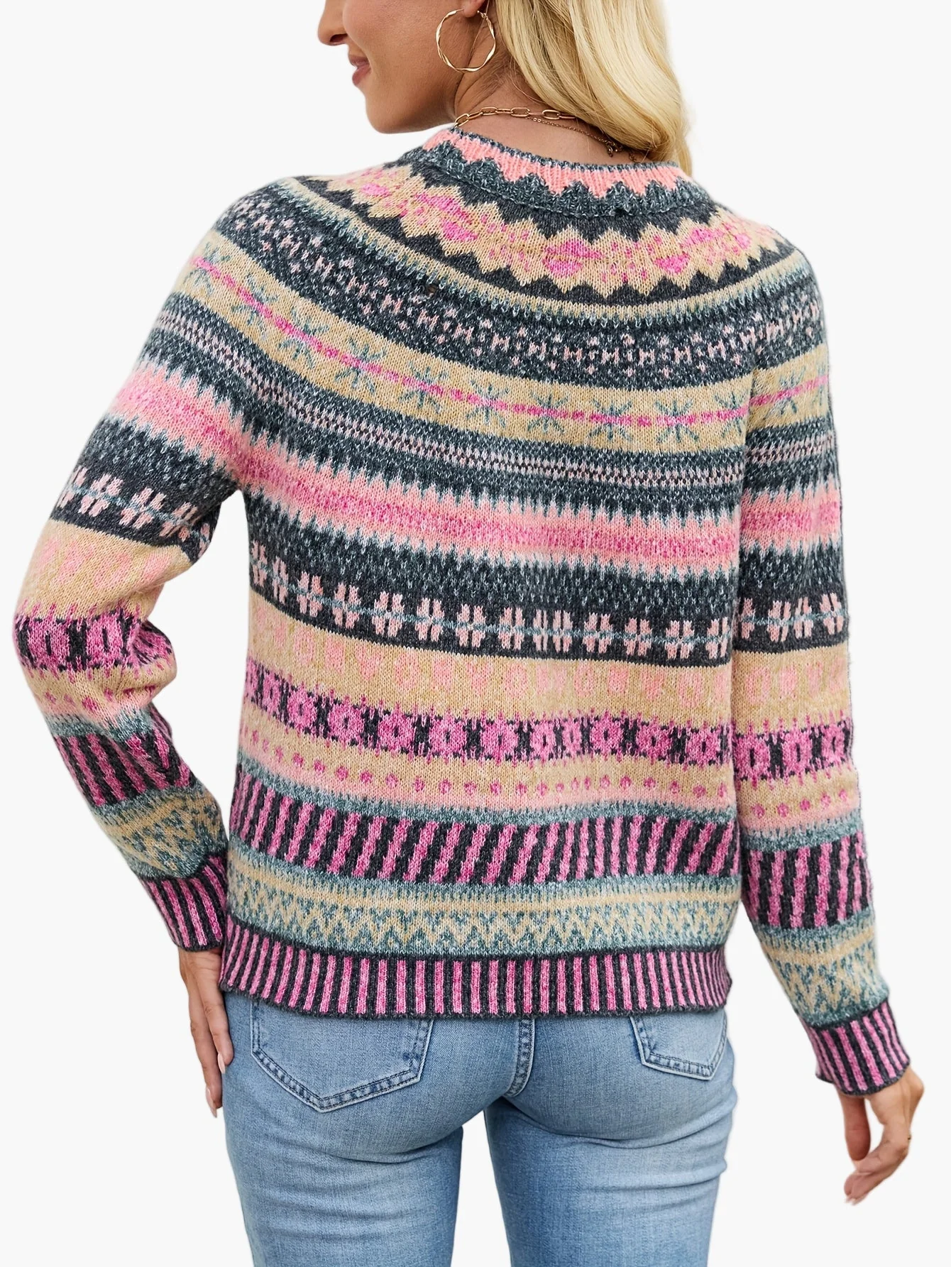 Damen Strickpullover im Norwegerstil – Eleganter Winterpullover mit Muster für Alltag und Freizeit - Image 3