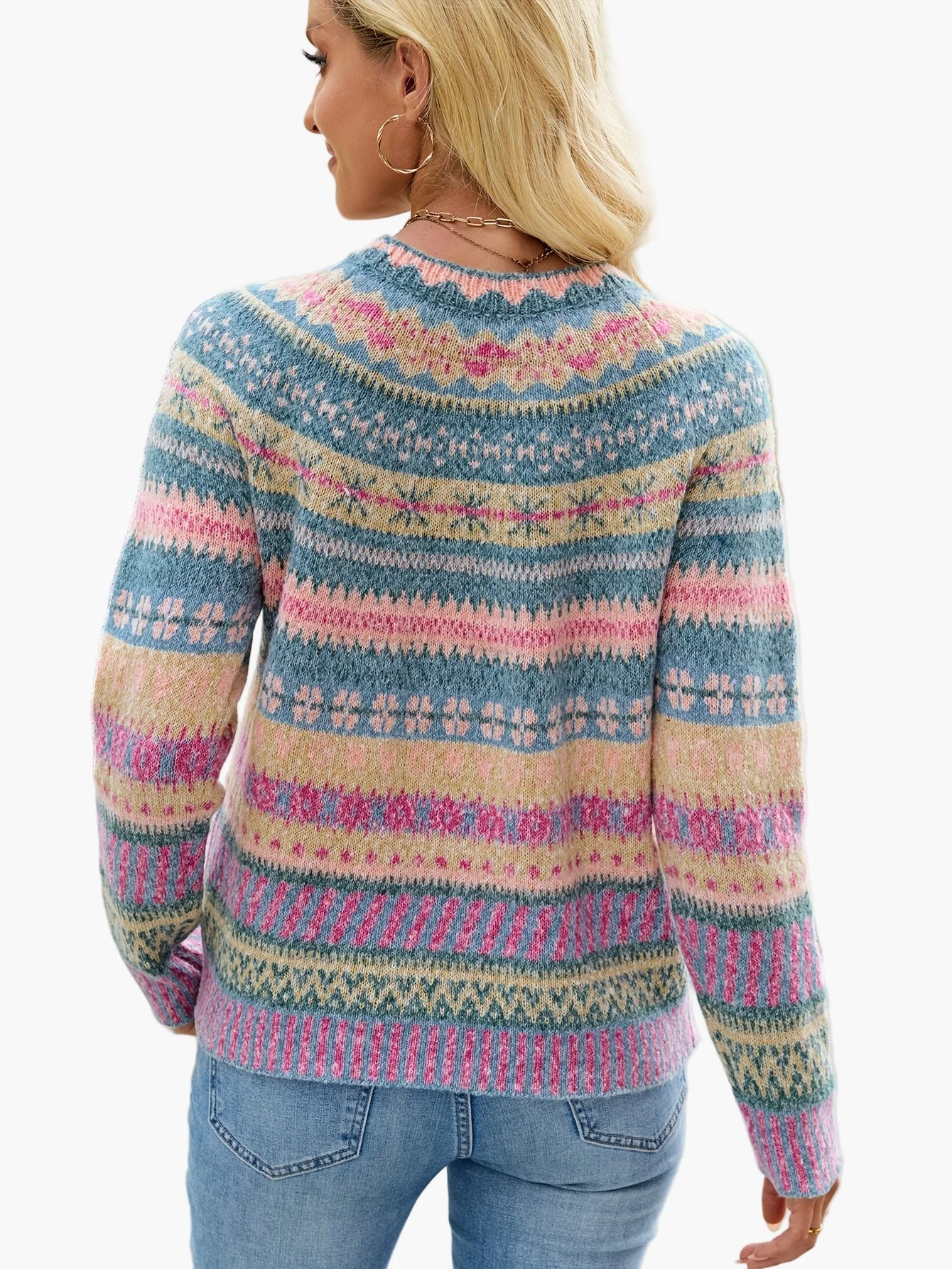 Damen Strickpullover im Norwegerstil – Eleganter Winterpullover mit Muster für Alltag und Freizeit - Image 4