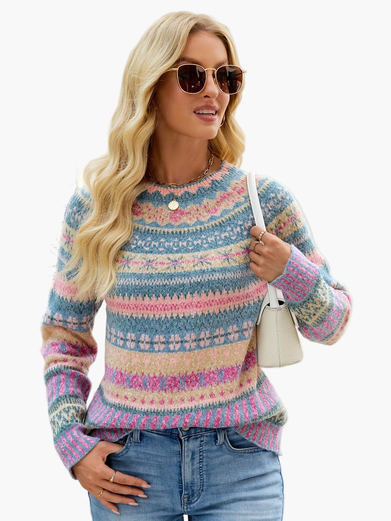 Damen Strickpullover im Norwegerstil – Eleganter Winterpullover mit Muster für Alltag und Freizeit - Image 8