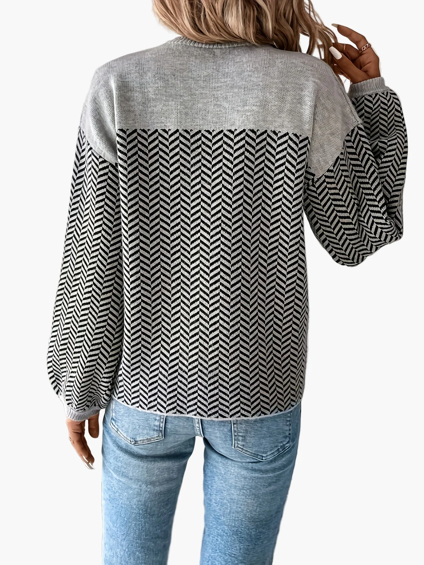 Damen Strickpullover mit Pfeilmuster, lässig, perfekt für Herbst und Winter - Image 2