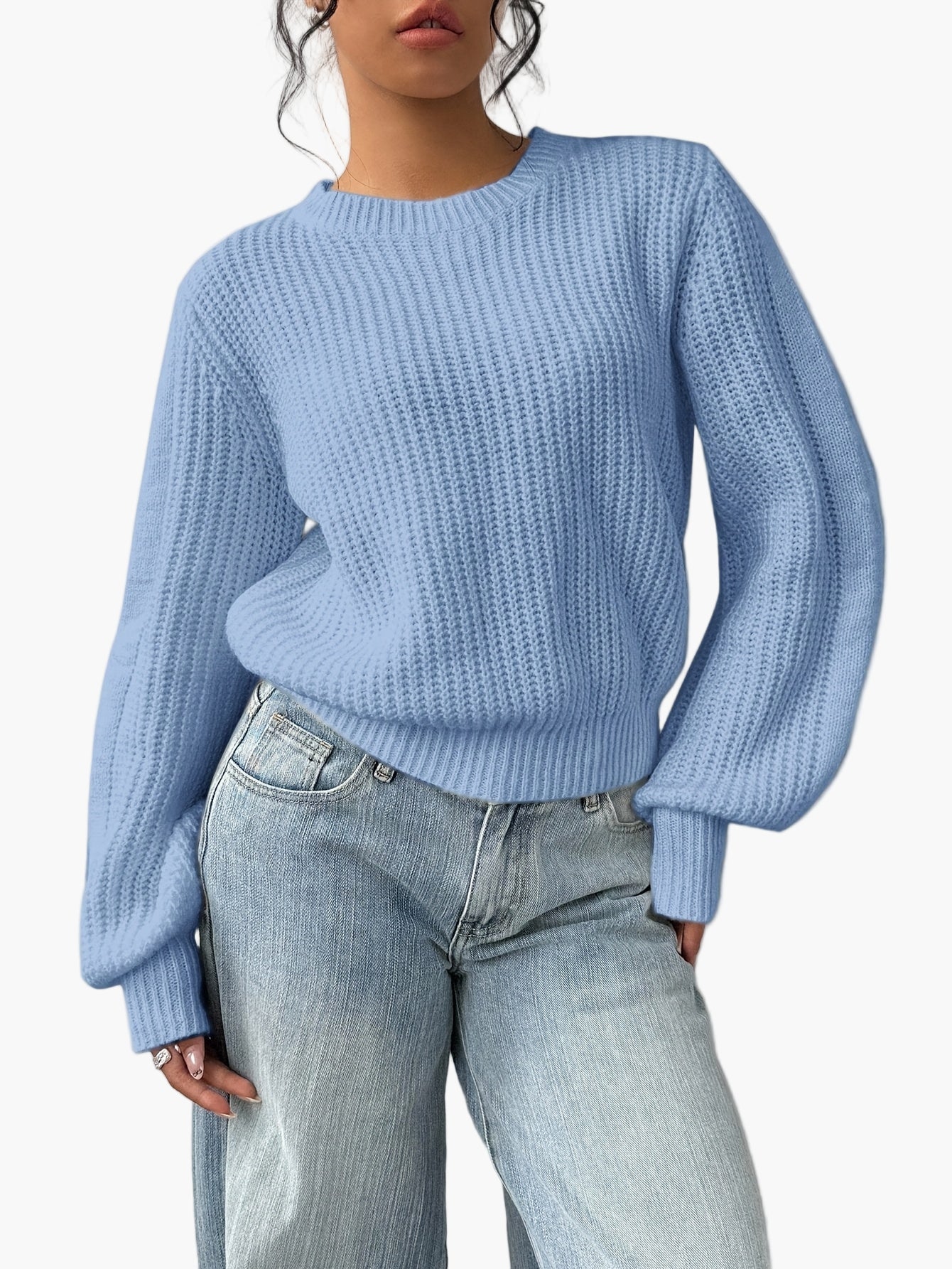 Damen Strickpullover mit Rundhalsausschnitt – Modischer Freizeit-Look für Alltag und Büro - Image 6