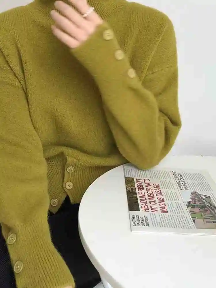 Damen Strickpullover mit Stehkragen und Knopfleiste – Modischer Freizeit-Look - Image 4