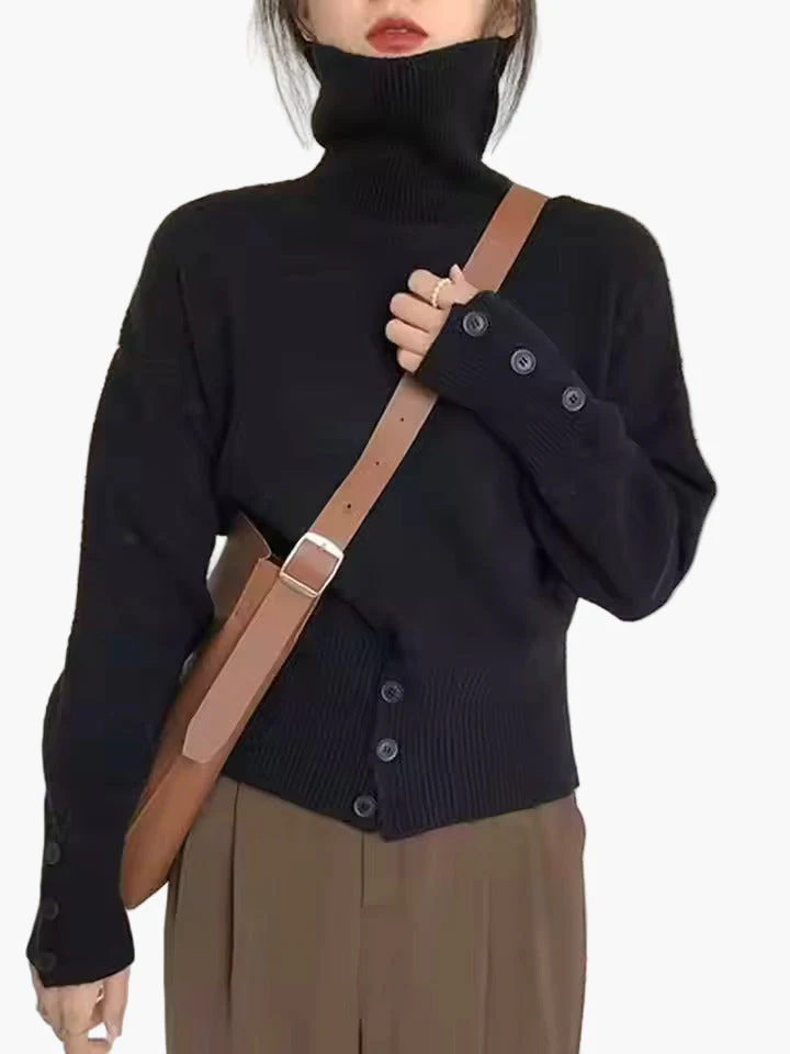 Damen Strickpullover mit Stehkragen und Knopfleiste – Modischer Freizeit-Look - Image 6