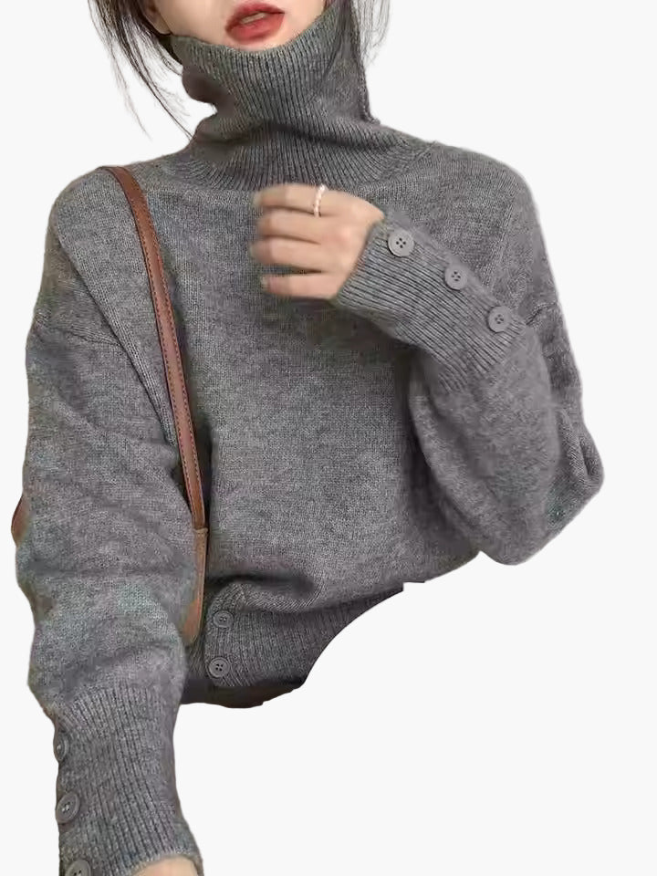 Damen Strickpullover mit Stehkragen und Knopfleiste – Modischer Freizeit-Look - Image 7