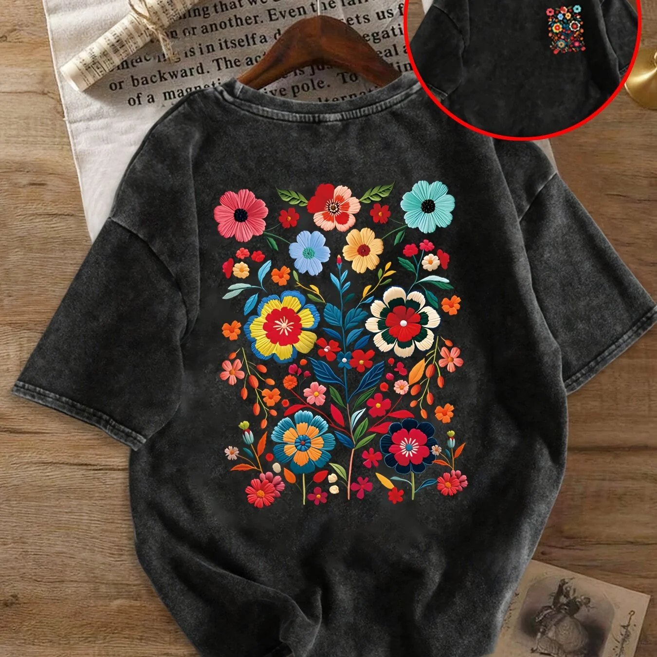 Damen T-Shirt mit buntem Blumen-Print im lässigen Style – Perfekt für Alltag und Freizeit - Image 7