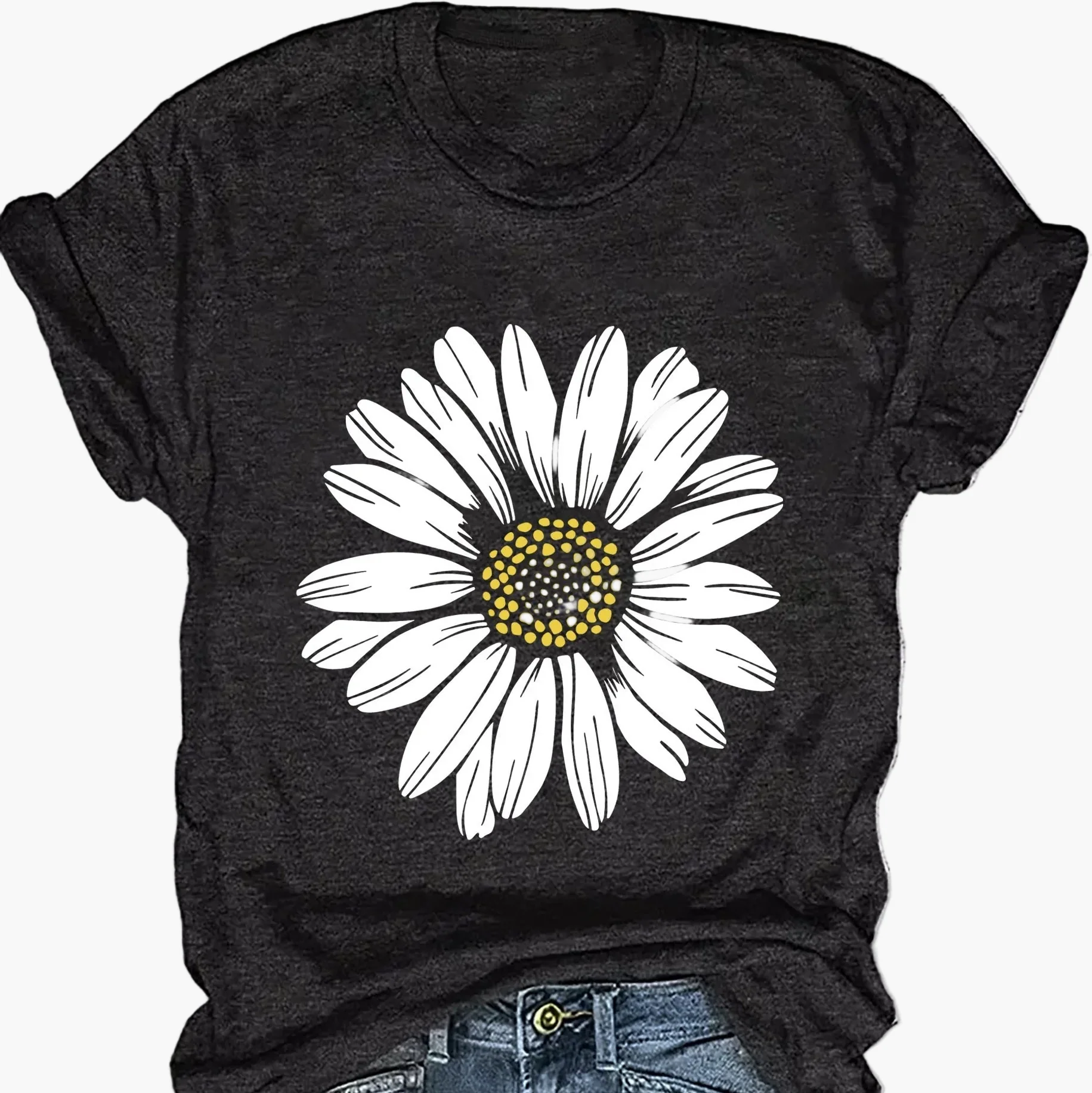 Damen T-Shirt mit Gänseblümchen-Print – Lässige Sommermode für Freizeit und Alltag - Image 10