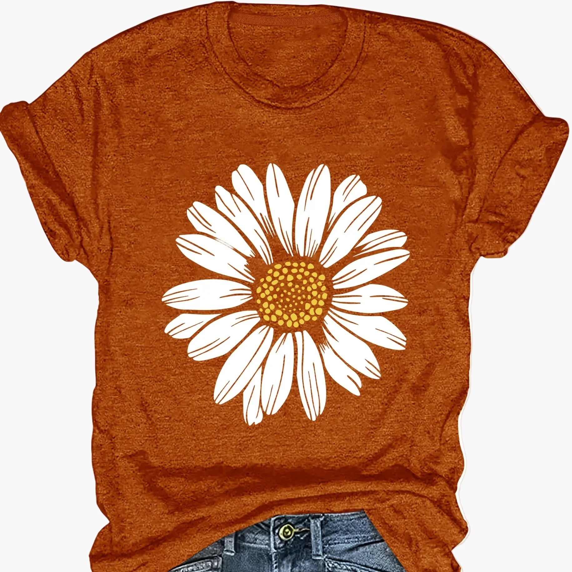Damen T-Shirt mit Gänseblümchen-Print – Lässige Sommermode für Freizeit und Alltag - Image 11