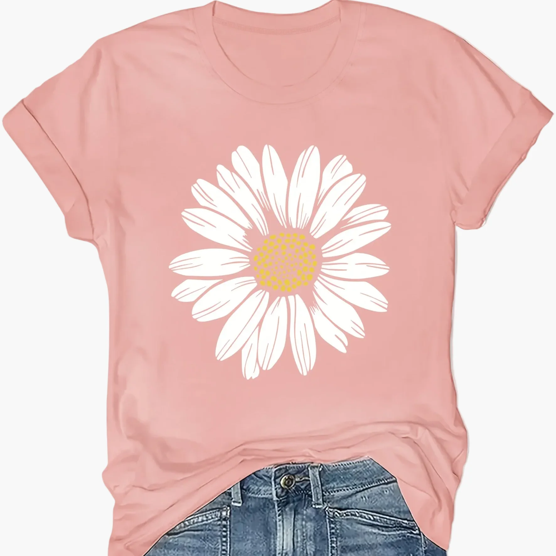 Damen T-Shirt mit Gänseblümchen-Print – Lässige Sommermode für Freizeit und Alltag - Image 12
