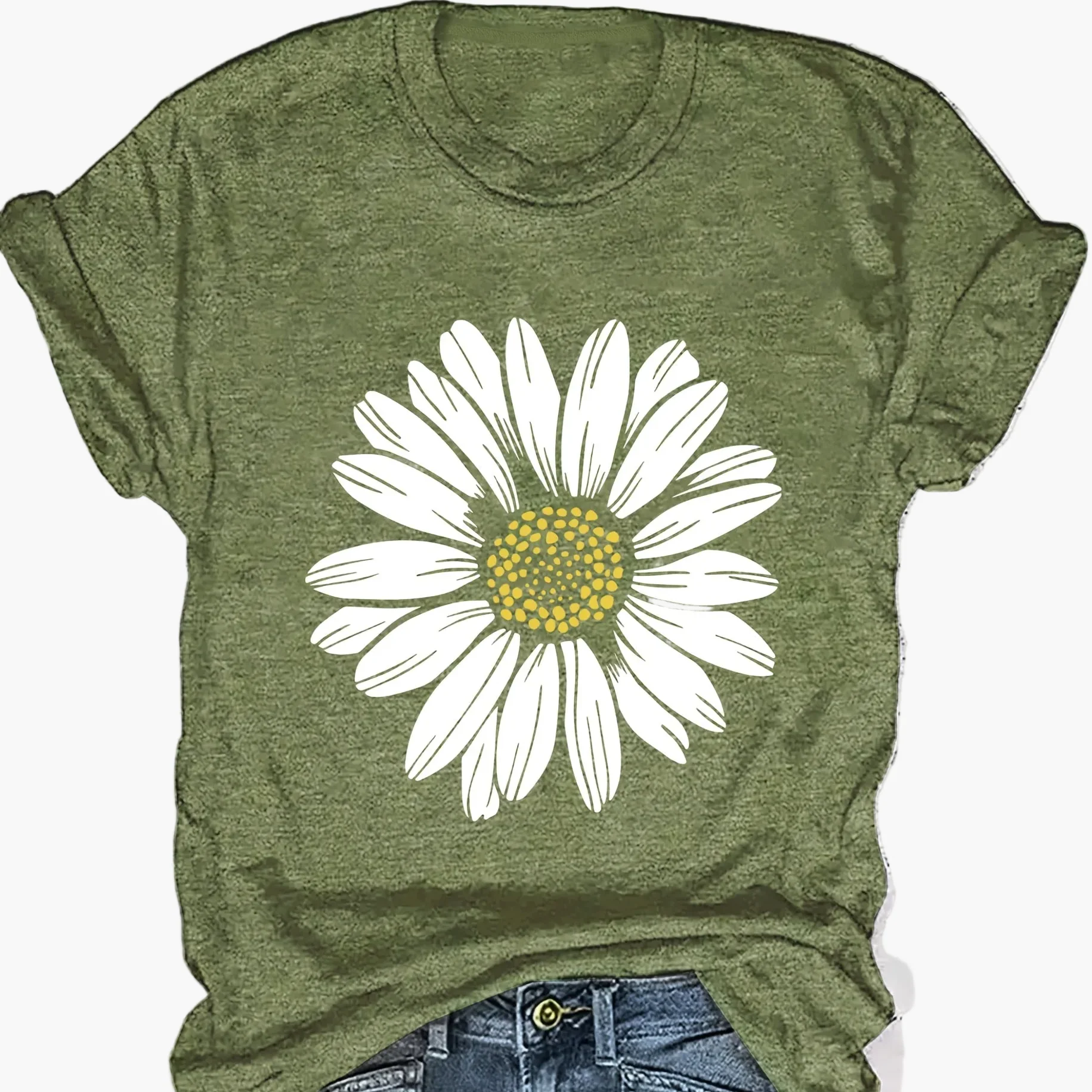 Damen T-Shirt mit Gänseblümchen-Print – Lässige Sommermode für Freizeit und Alltag - Image 13