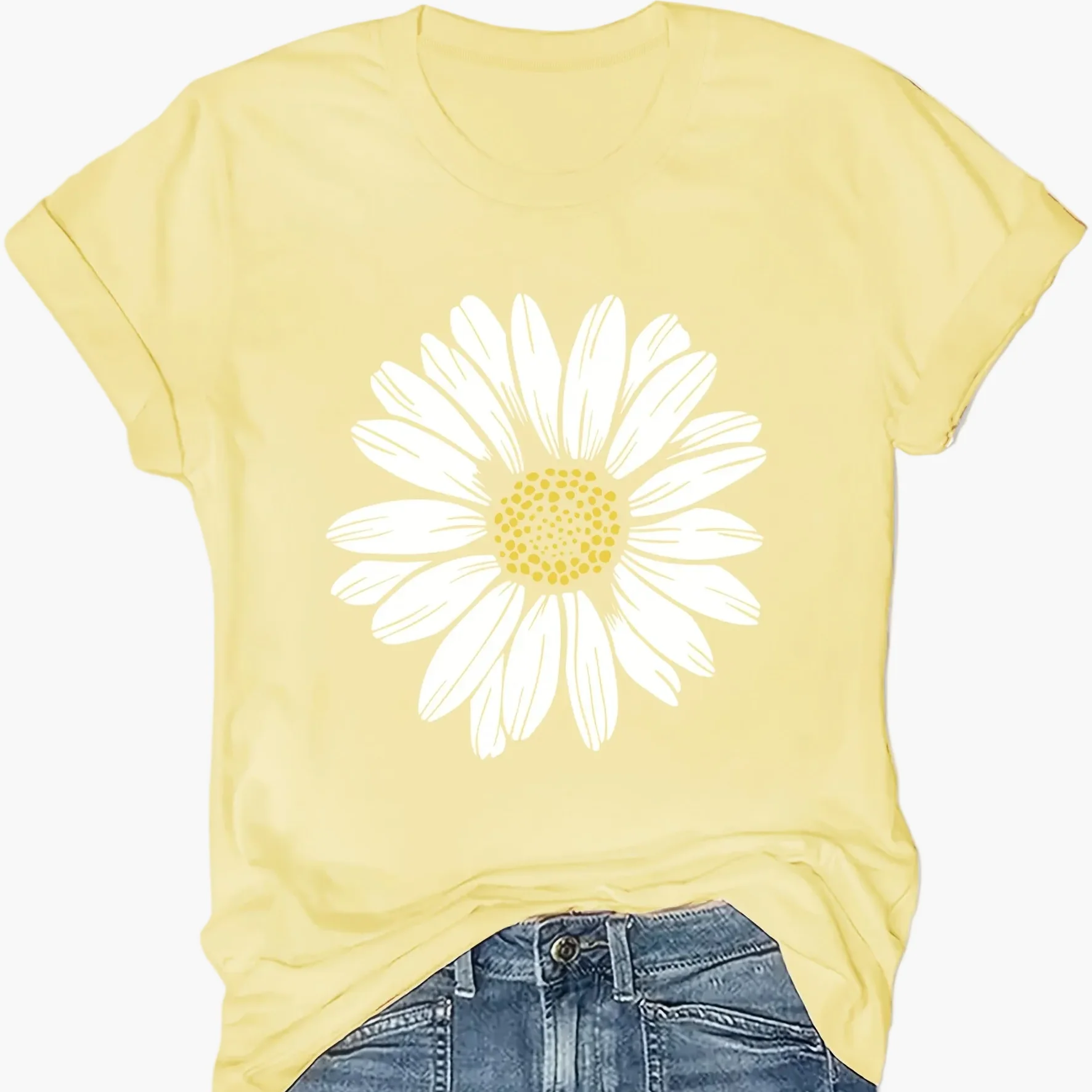 Damen T-Shirt mit Gänseblümchen-Print – Lässige Sommermode für Freizeit und Alltag - Image 14