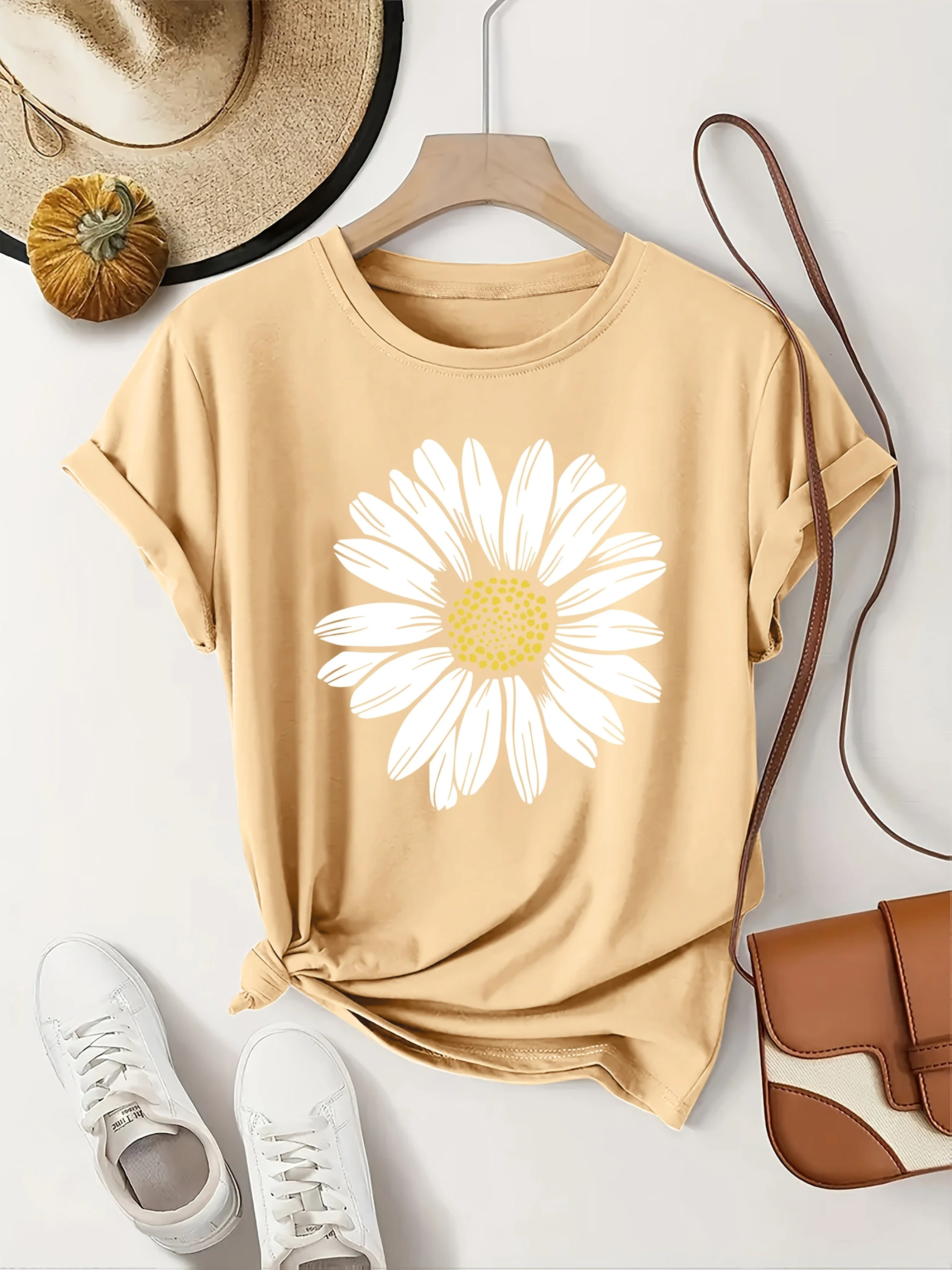 Damen T-Shirt mit Gänseblümchen-Print – Lässige Sommermode für Freizeit und Alltag - Image 5