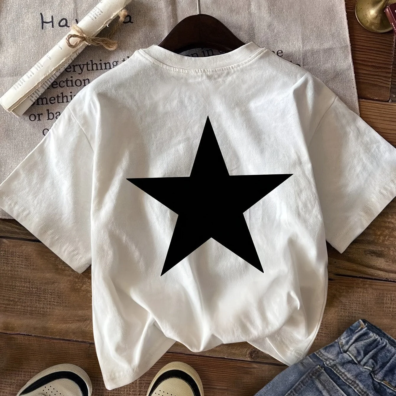 Damen T-Shirt mit großem Stern Print – Sportlicher Streetstyle für Frühling und Sommer - Image 8