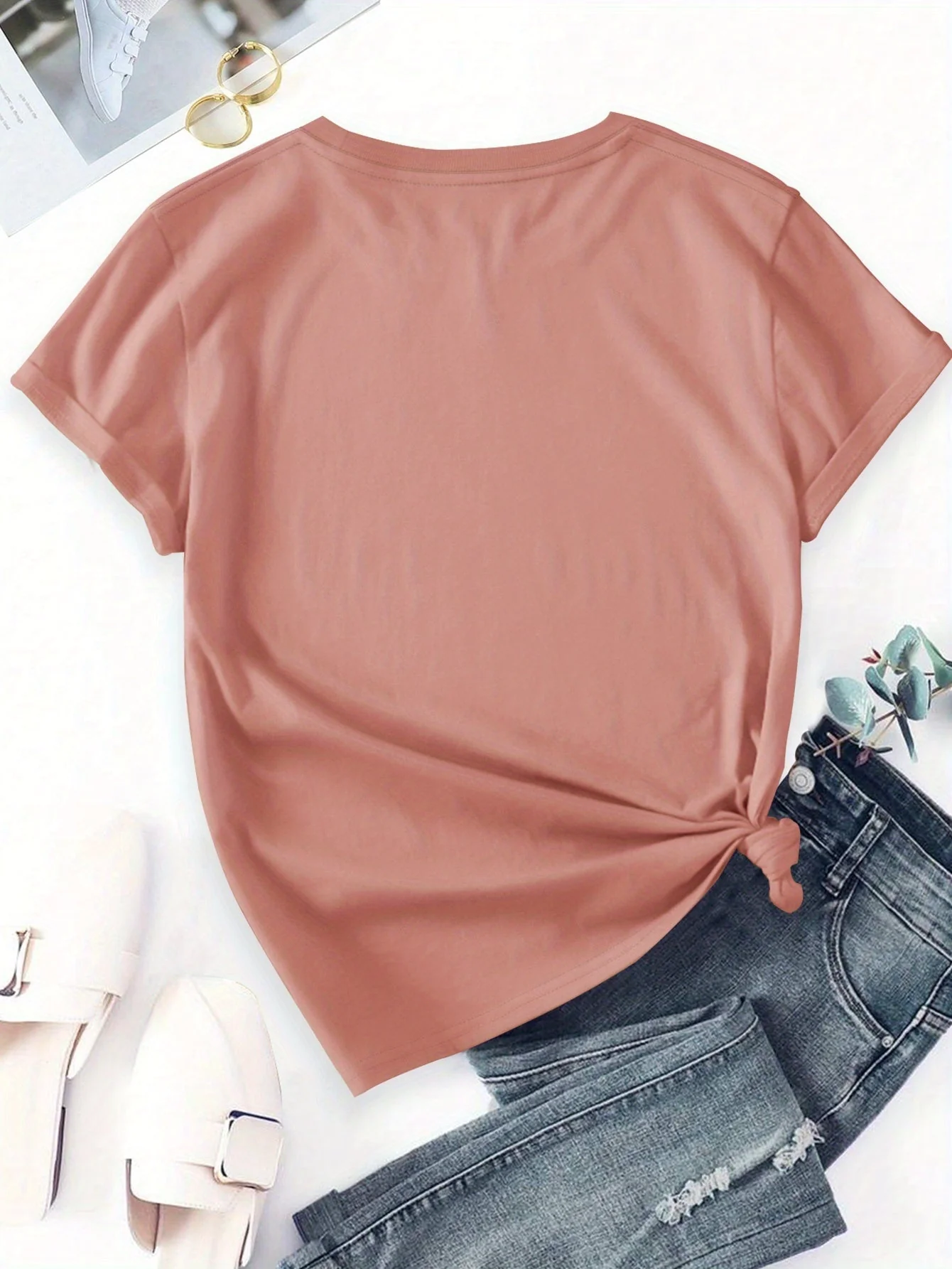 Damen T-Shirt mit Wildblumen-Print – Modernes Freizeitshirt mit floraler Illustration, Kurzarm, Ideal für Alltag & Freizeit - Image 8
