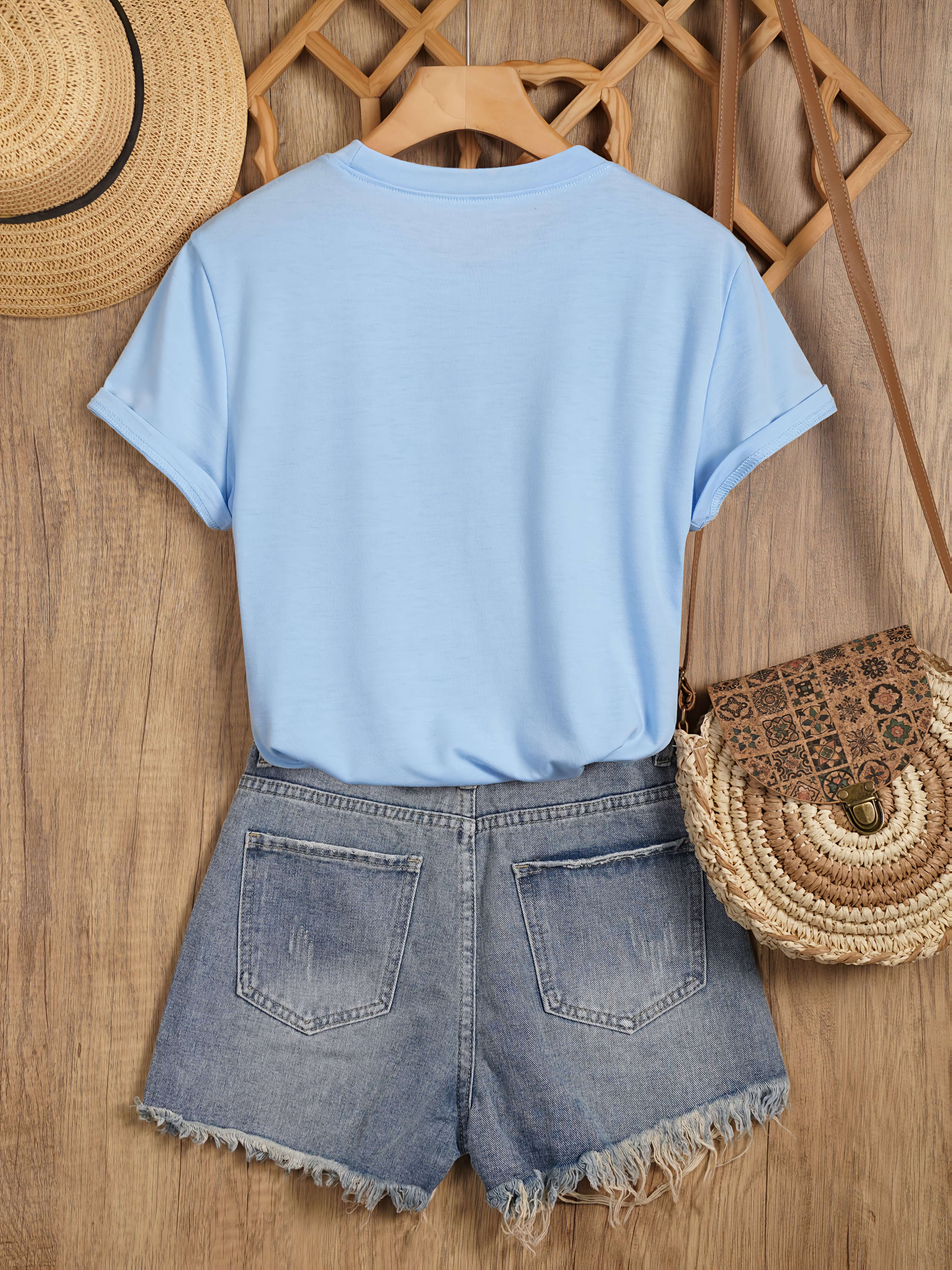 Damen T-Shirt mit Sonnenblumen- und Schmetterlings-Print, Casual Style, Frühling/Sommer - Image 10