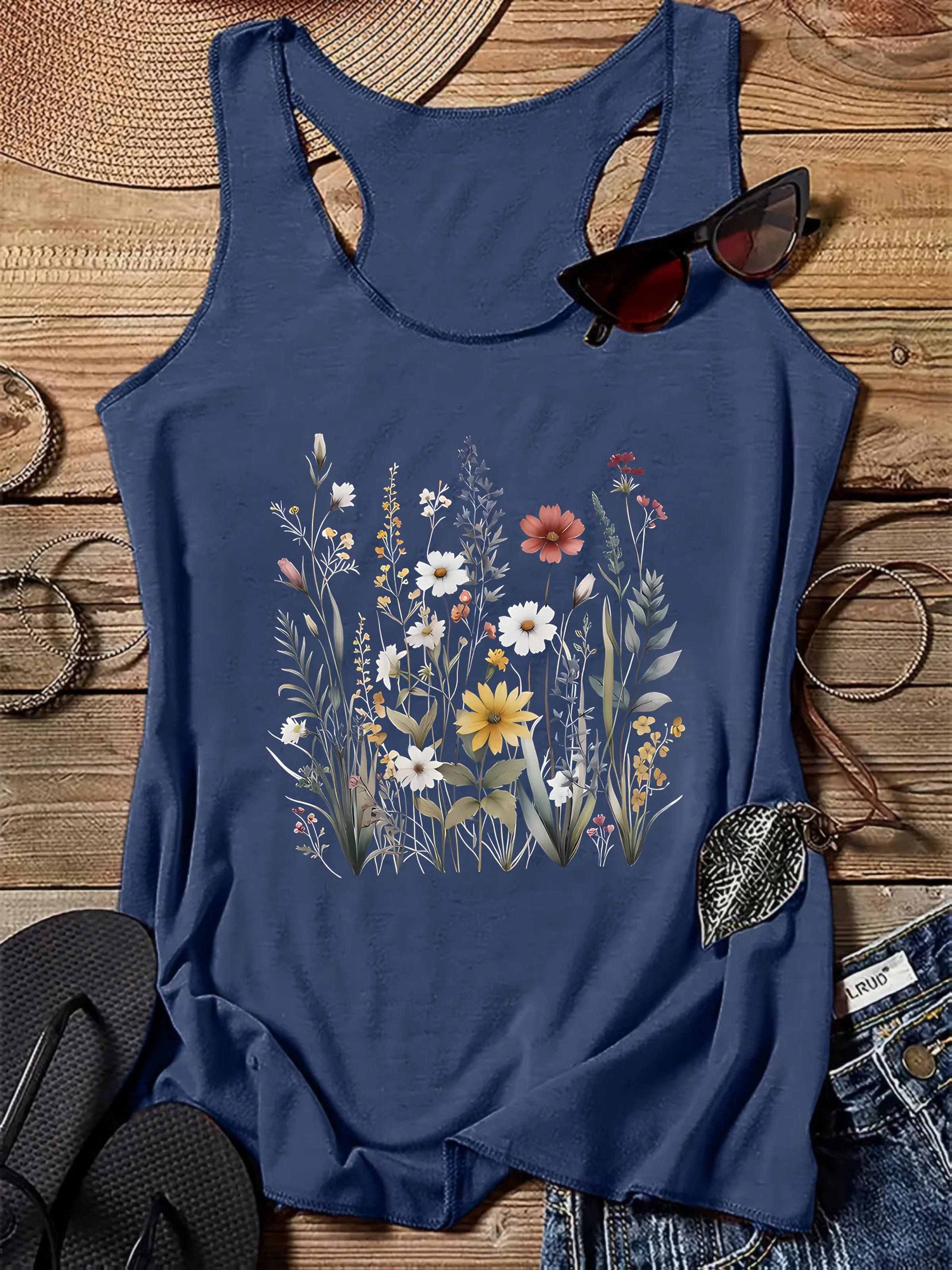 Damen Tanktop mit Blumendruck – Lässiges Sommer Top für Freizeit & Urlaub - Image 3