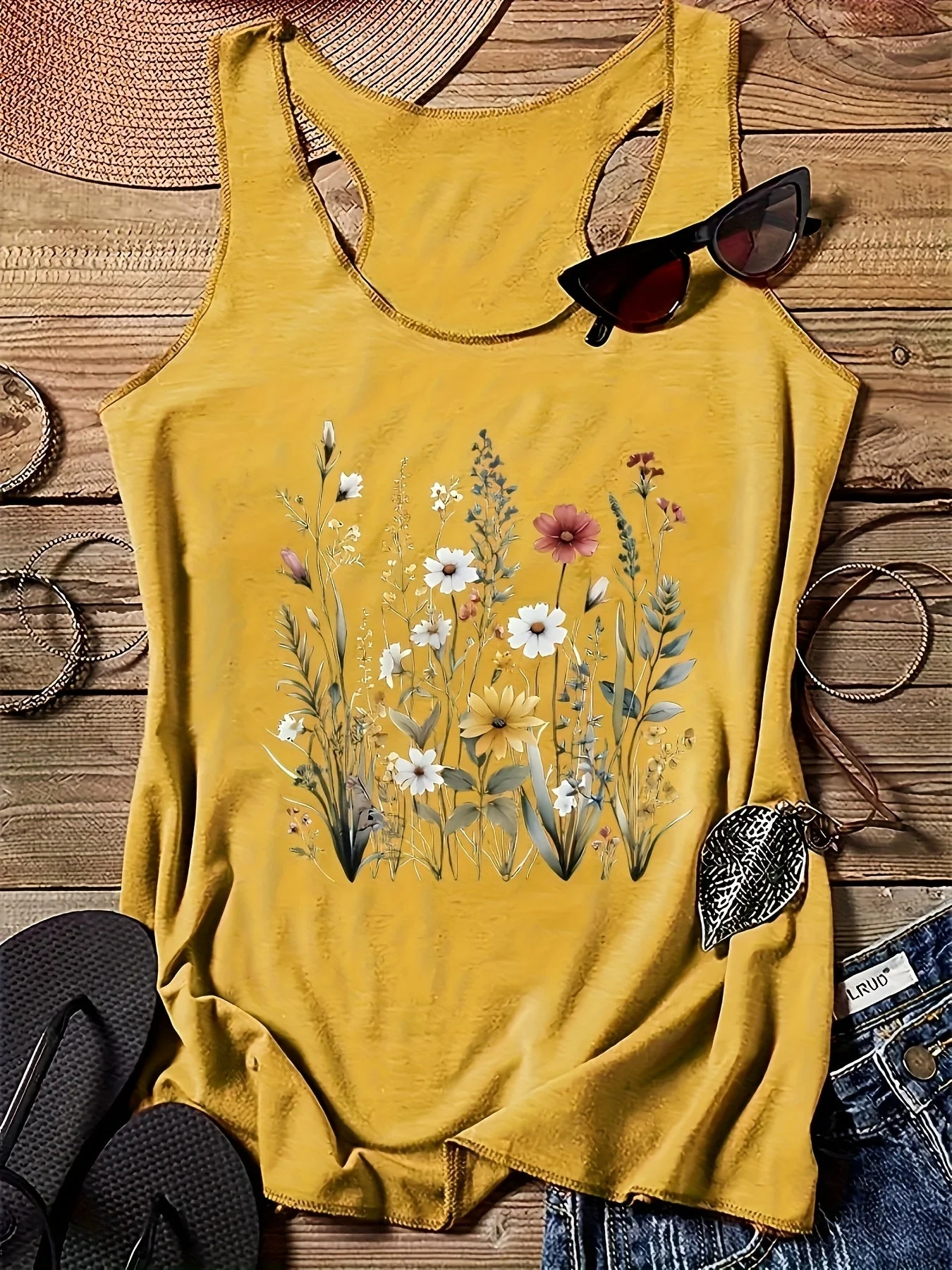 Damen Tanktop mit Blumendruck – Lässiges Sommer Top für Freizeit & Urlaub - Image 4