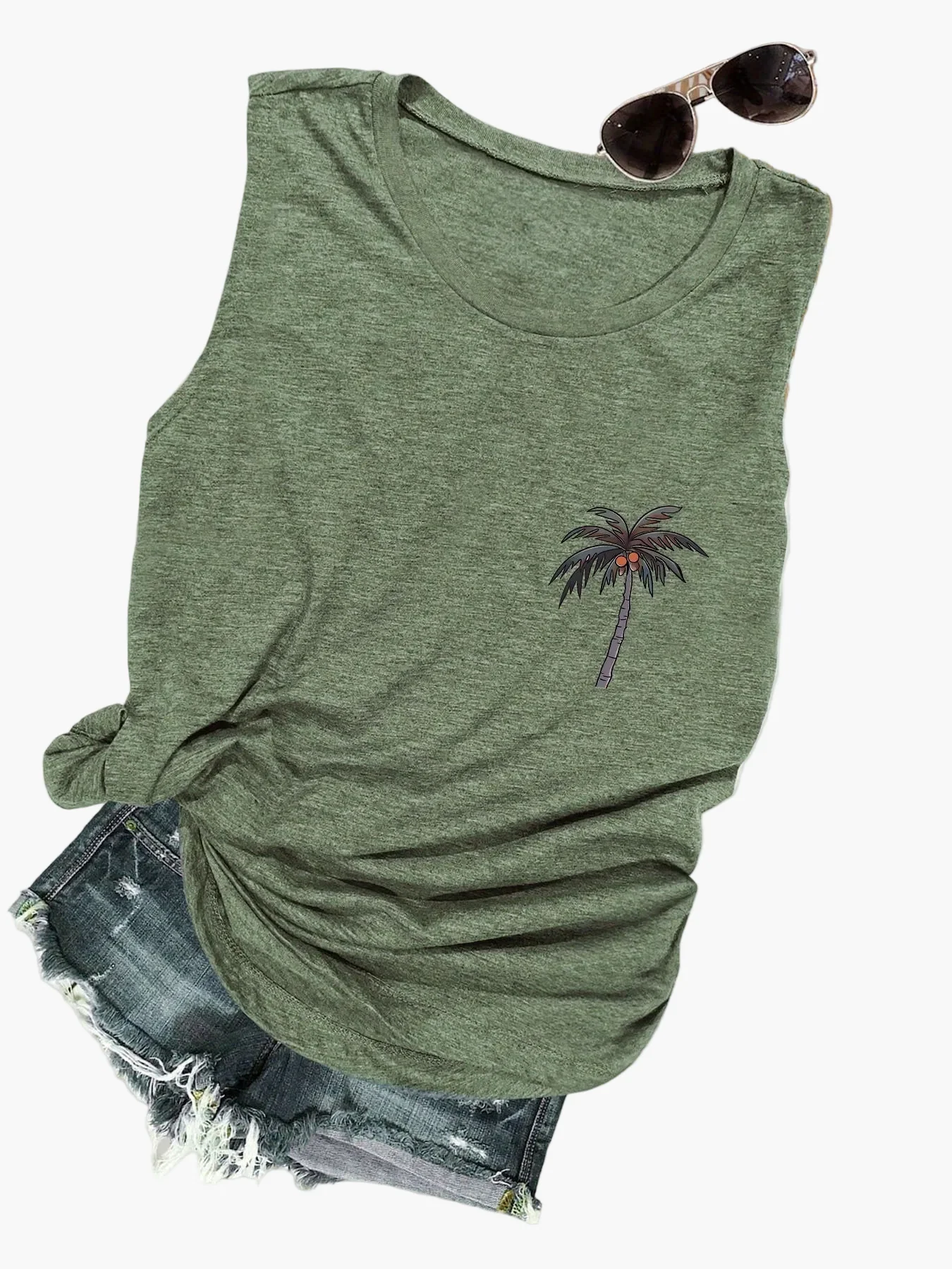 Damen Tanktop im Urlaubsstil mit Palmen-Print – Perfekt für den Sommer und Freizeit - Image 6
