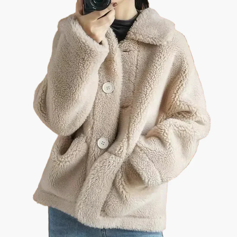 Damen Teddyfell-Jacke im lässigen Winter-Stil – Kuschelige Outdoor-Übergangsjacke