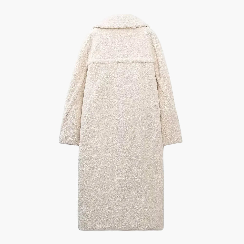 Damen Teddyfell Mantel Lang Wintermode Doppelreihig Eleganter Oversize Mantel - Image 2