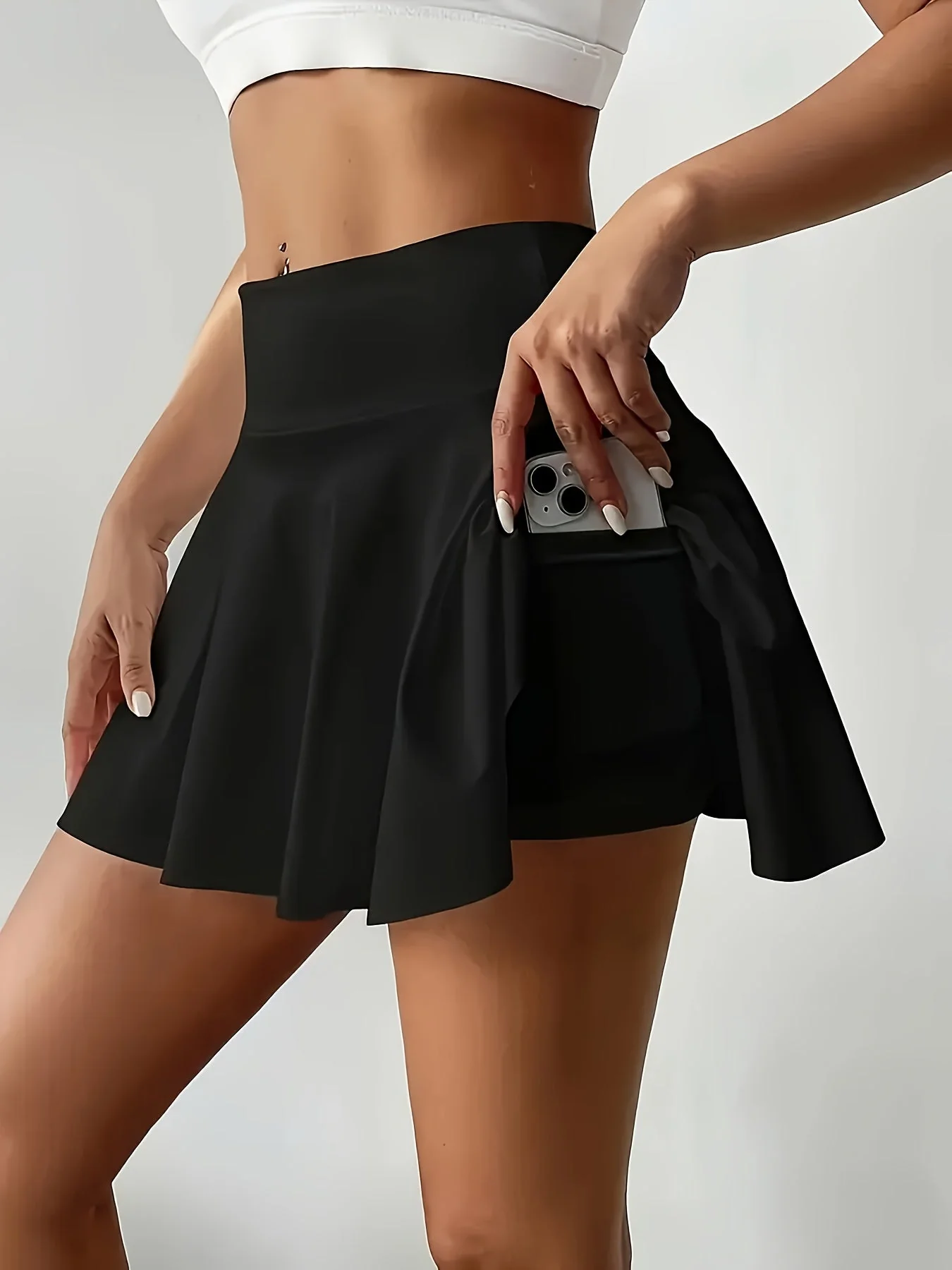 Damen Tennisrock mit Falten und Tasche – Sportlicher Skaterrock für Freizeit und Fitness - Image 2