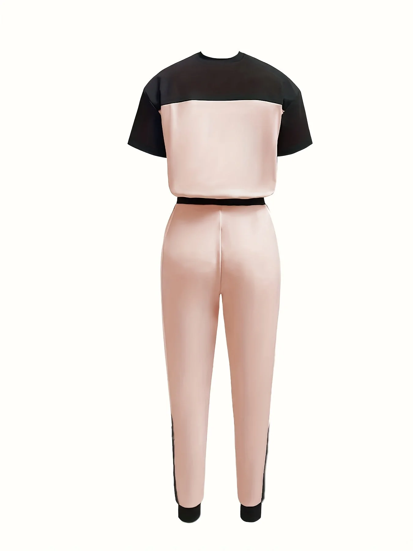 Damen Trainingsanzug Zweiteiler Elegant Freizeitmode – Sportlicher Jogginganzug mit Kontrast-Design für Alltag und Freizeit - Image 2