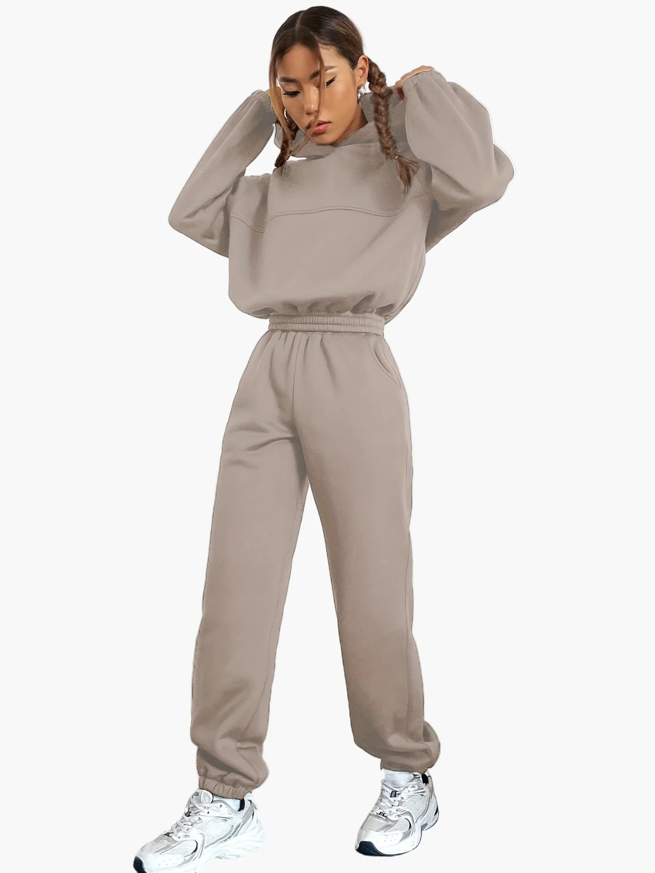 Damen Trainingsanzug Zweiteiler Hoodie & Jogginghose Lässig Sport Streetwear - Image 9