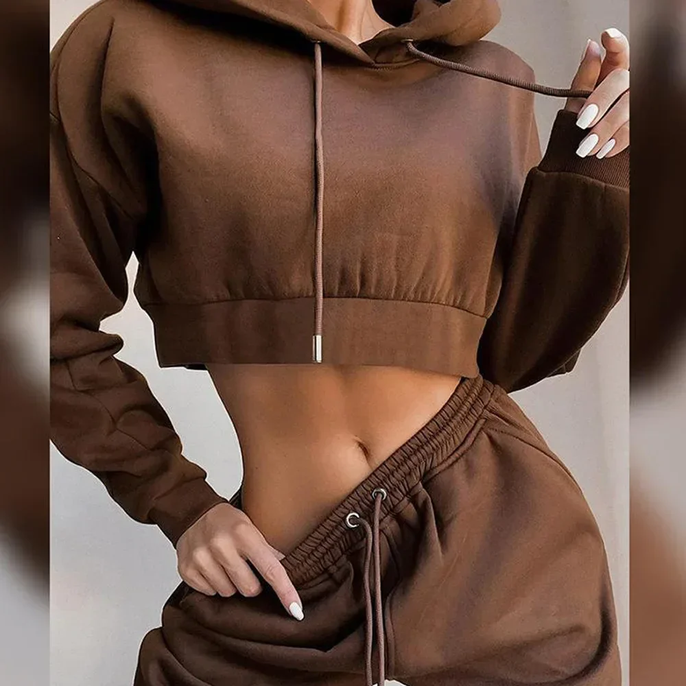 Damen Trainingsanzug Zweiteiler Kapuzenpullover & Jogginghose Freizeit Sport Set - Image 4
