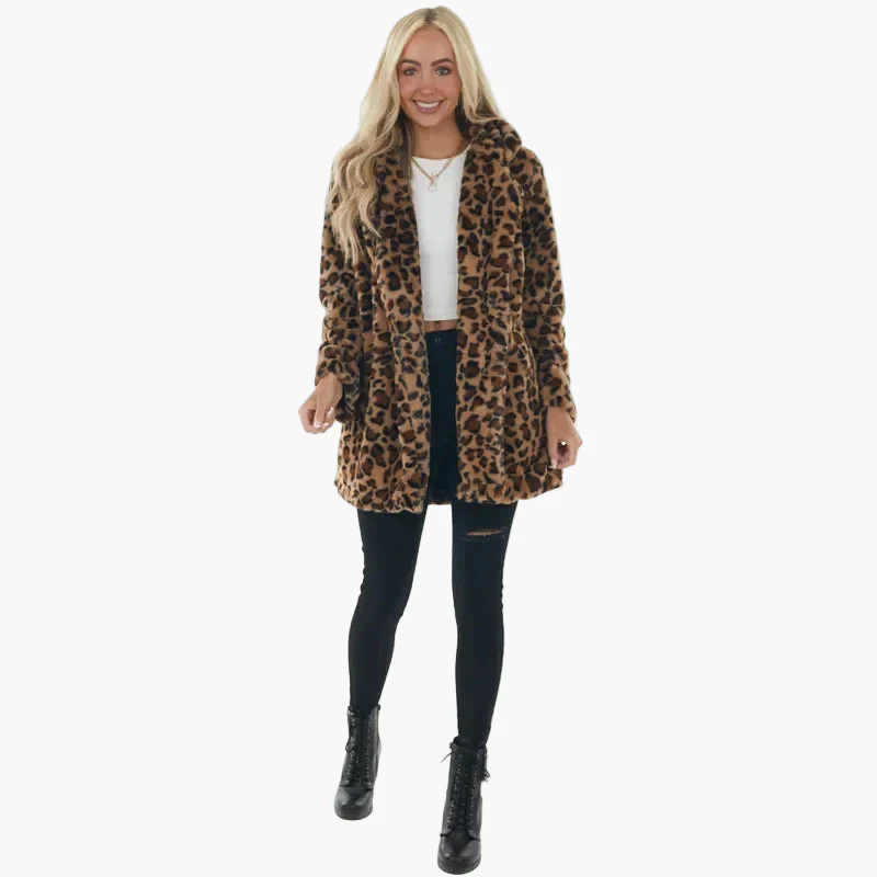 Damen Trendige Leopardenmantel Jacke für Herbst und Winter – Lässiger Streetstyle - Image 3