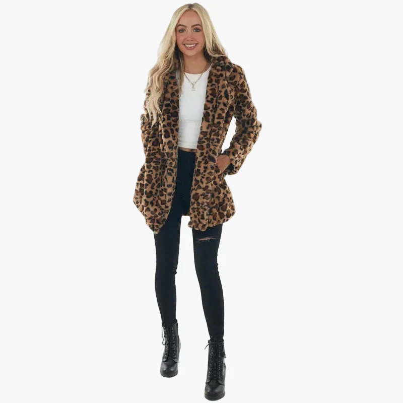 Damen Trendige Leopardenmantel Jacke für Herbst und Winter – Lässiger Streetstyle - Image 4
