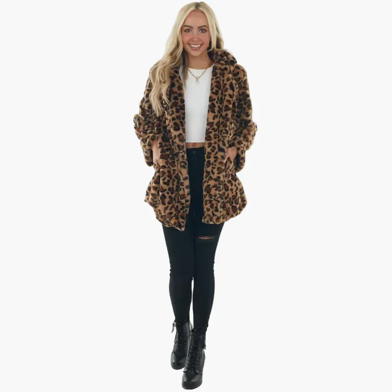 Damen Trendige Leopardenmantel Jacke für Herbst und Winter – Lässiger Streetstyle - Image 5