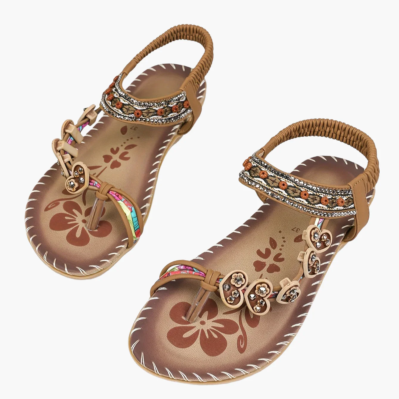 Damen Tribal Sandalen mit Ziersteinen und Ethno-Design – Bequeme Sommerschuhe für Freizeit und Urlaub - Image 8