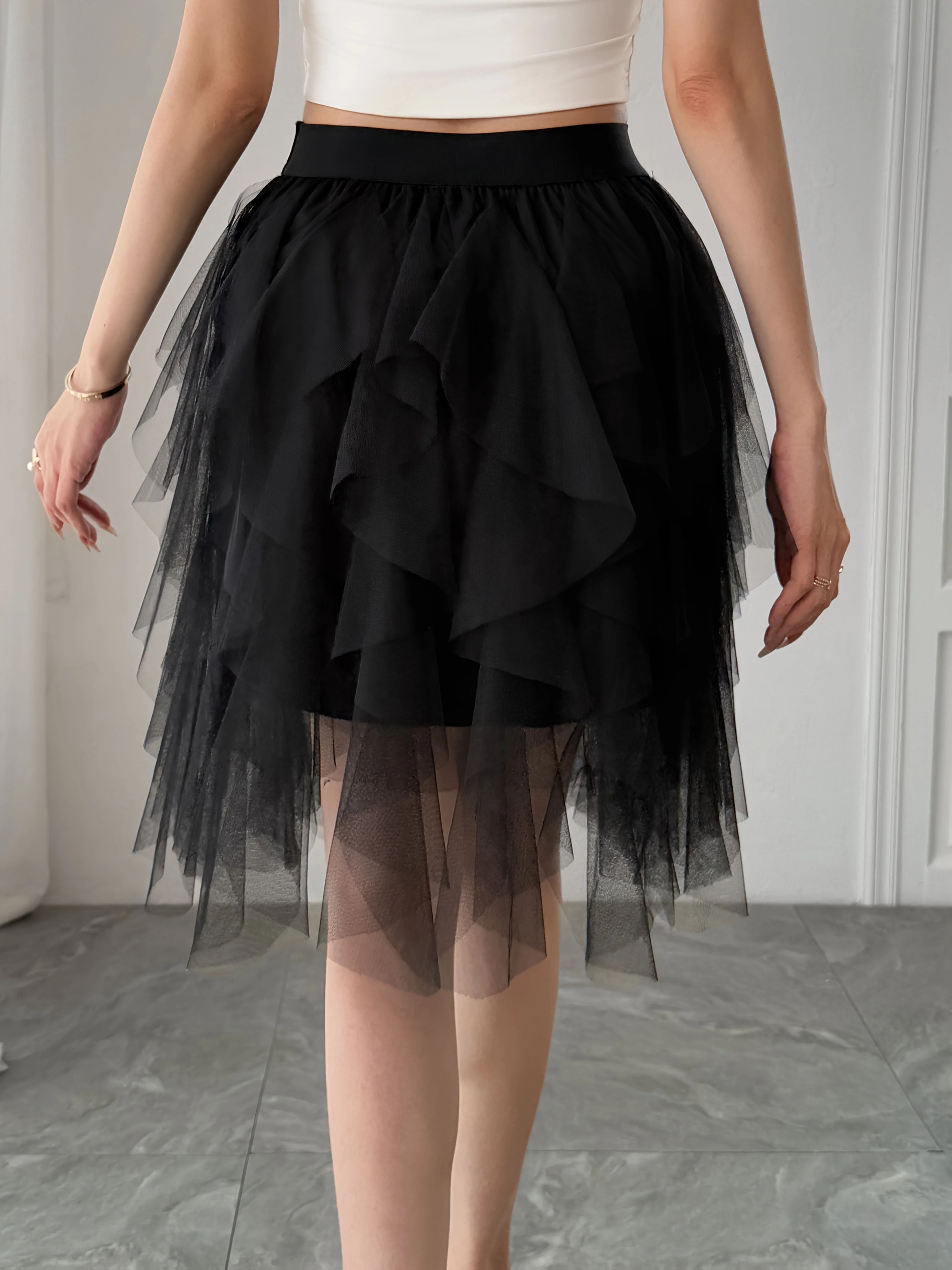 Damen Tüllrock mit Stufen-Design, Eleganter Lagenlook, Modisch für Freizeit und besondere Anlässe - Image 10