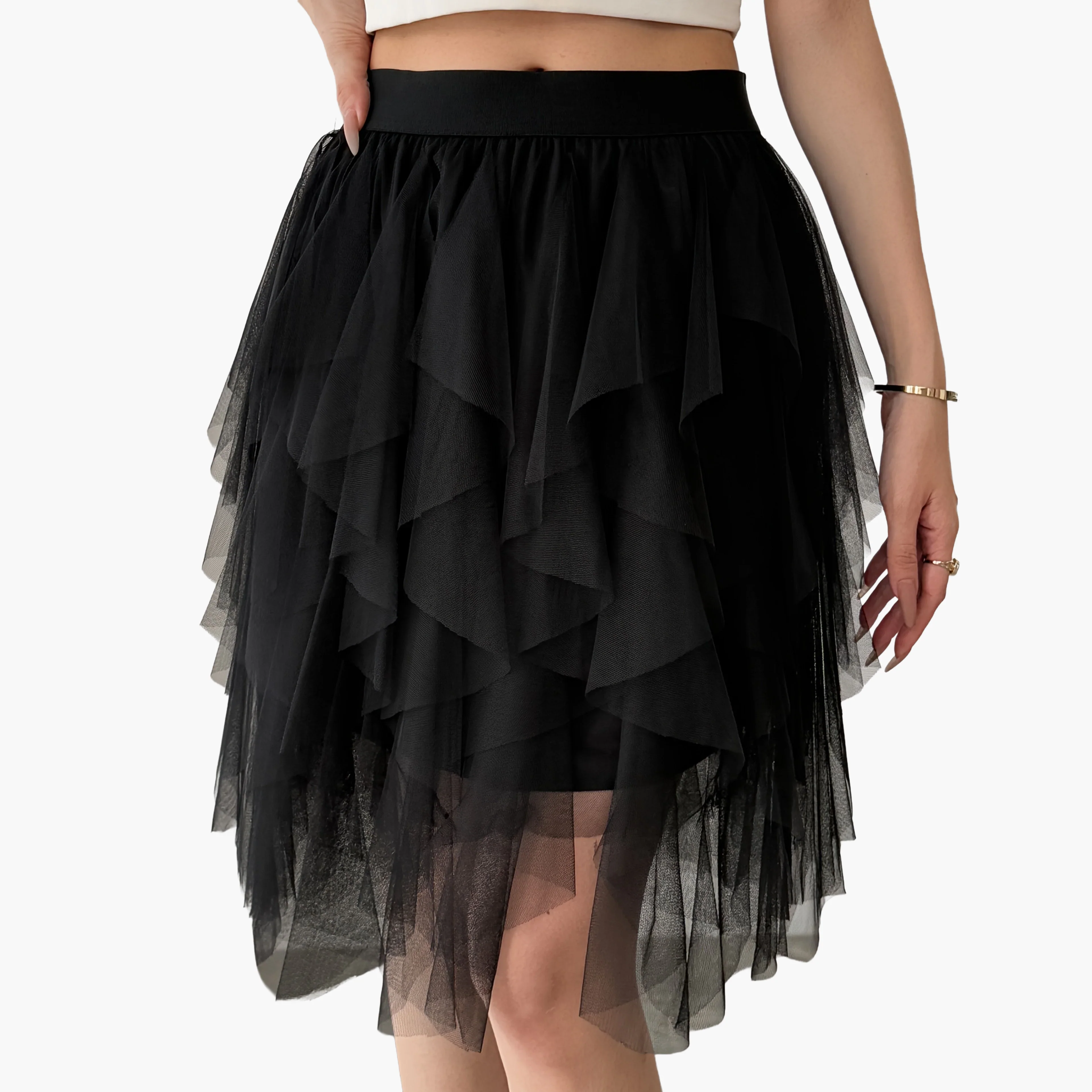 Damen Tüllrock mit Stufen-Design, Eleganter Lagenlook, Modisch für Freizeit und besondere Anlässe - Image 12