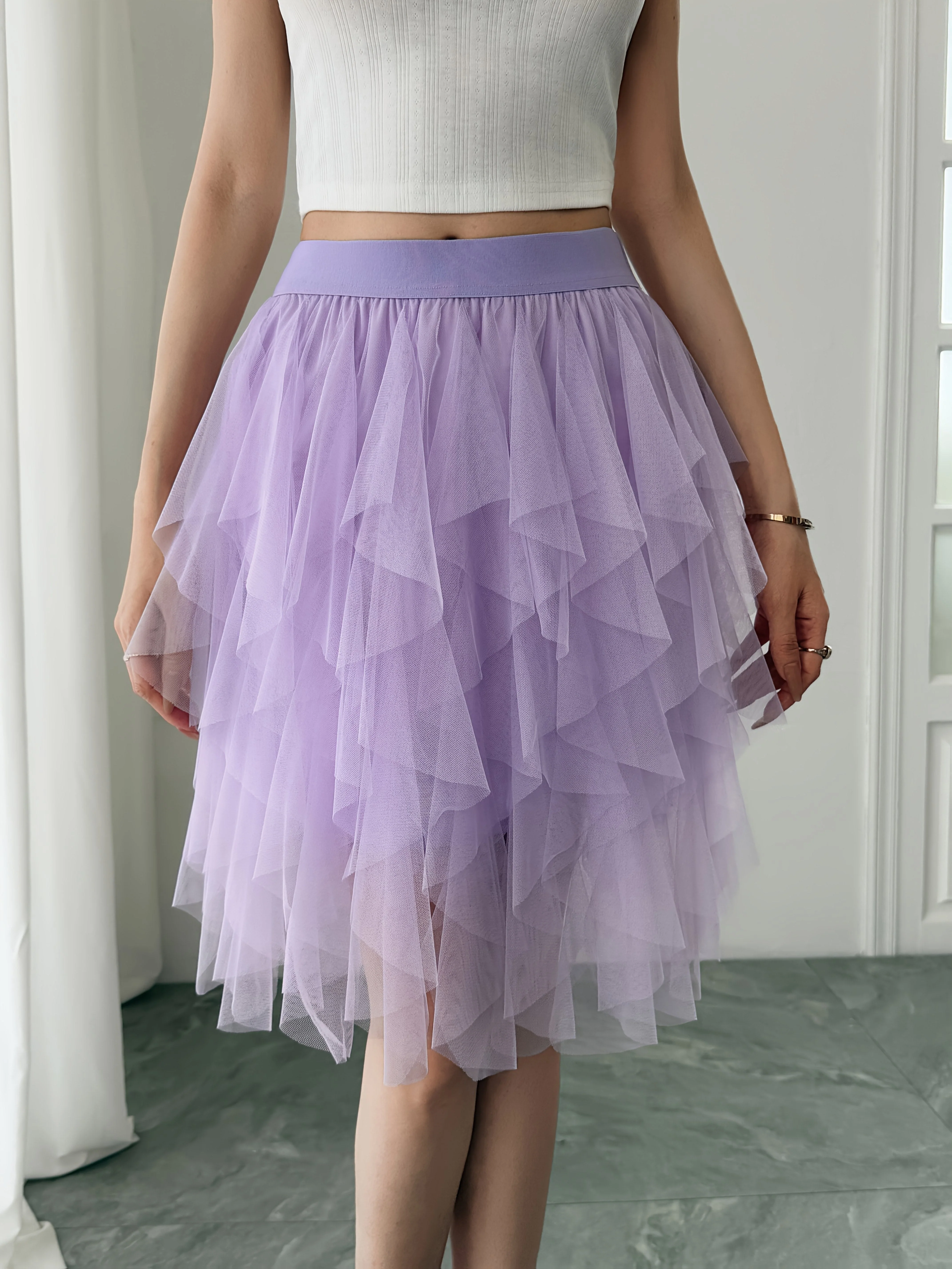 Damen Tüllrock mit Stufen-Design, Eleganter Lagenlook, Modisch für Freizeit und besondere Anlässe - Image 6