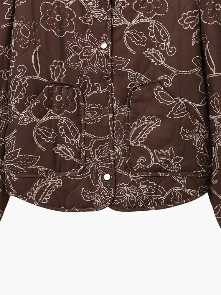 Damen Übergangsjacke mit gesticktem Blumenmuster – Lässiger City-Look, Ideal für Frühling und Herbst - Image 4