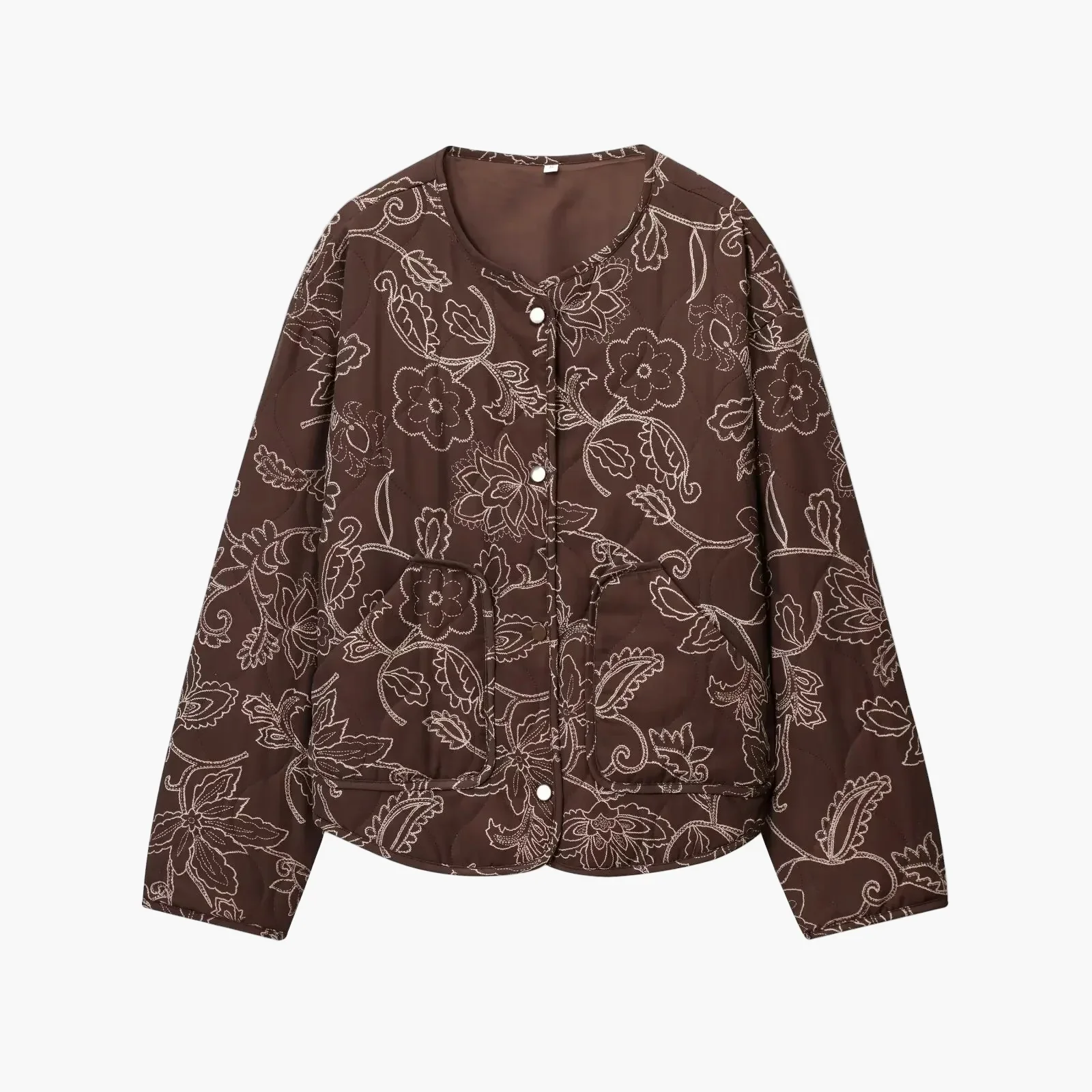 Damen Übergangsjacke mit gesticktem Blumenmuster – Lässiger City-Look, Ideal für Frühling und Herbst - Image 8