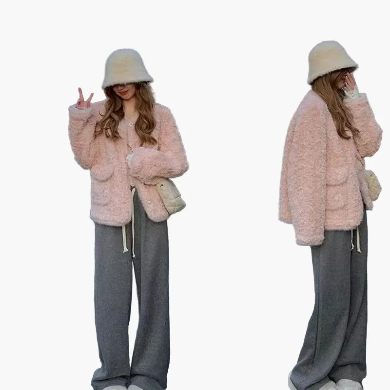 Damen Vintage Kuscheljacke mit Knöpfen – Modische Winterjacke für Alltag und Freizeit - Image 2