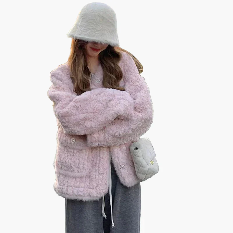Damen Vintage Kuscheljacke mit Knöpfen – Modische Winterjacke für Alltag und Freizeit - Image 3