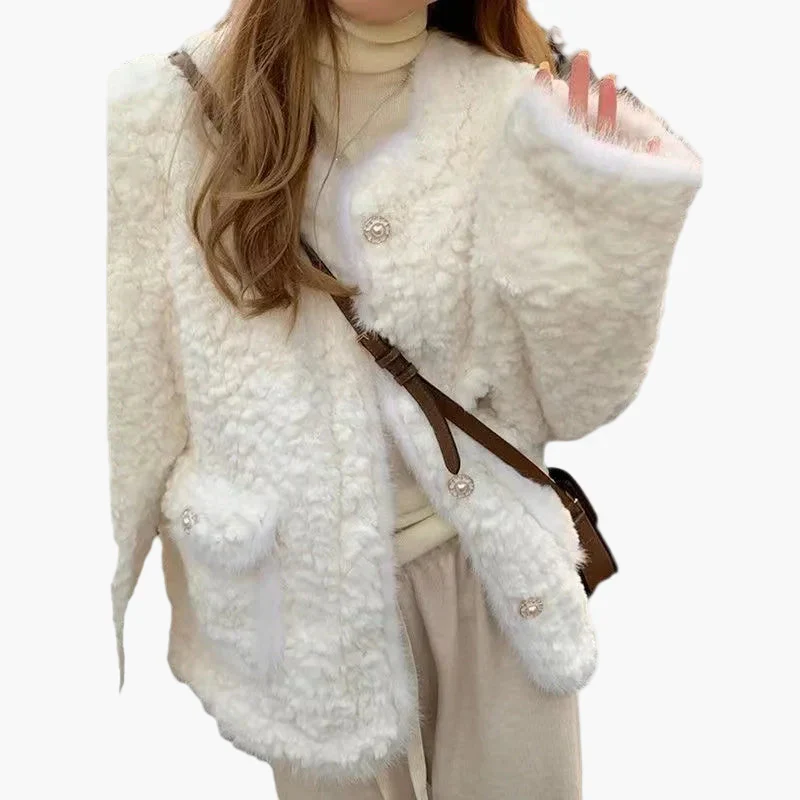 Damen Vintage Kuscheljacke mit Knöpfen – Modische Winterjacke für Alltag und Freizeit - Image 4