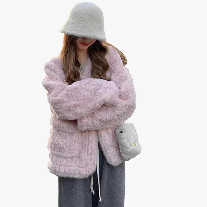 Damen Vintage Kuscheljacke mit Knöpfen – Modische Winterjacke für Alltag und Freizeit - Image 6