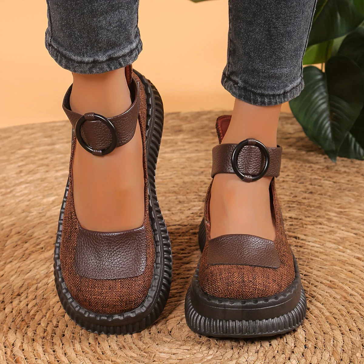 Damen Vintage Mary Jane Halbschuhe mit Rundzehen und Riemen – Bequeme Freizeitschuhe für Alltag und Büro