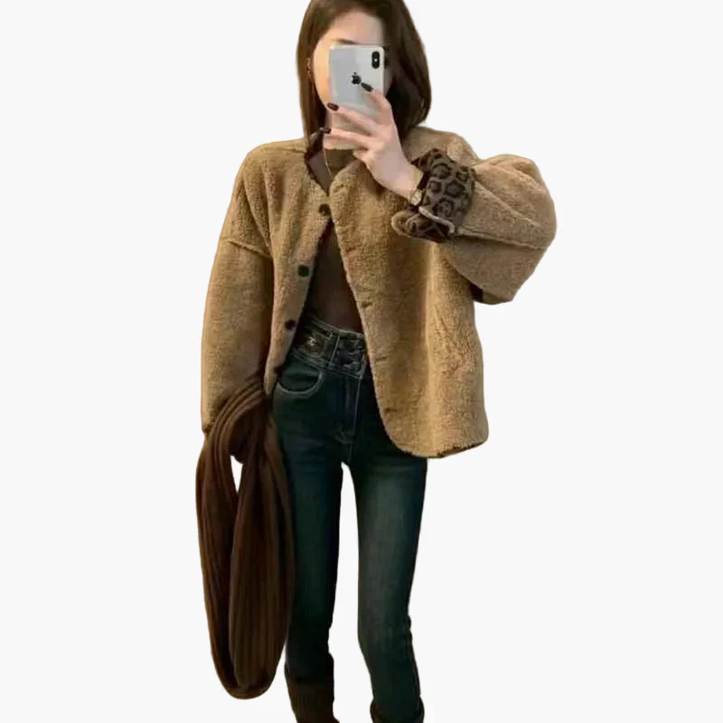 Damen Vintage Oversize Jacke mit Knopfleiste – Modischer Herbstmantel für Alltag & Freizeit - Image 2
