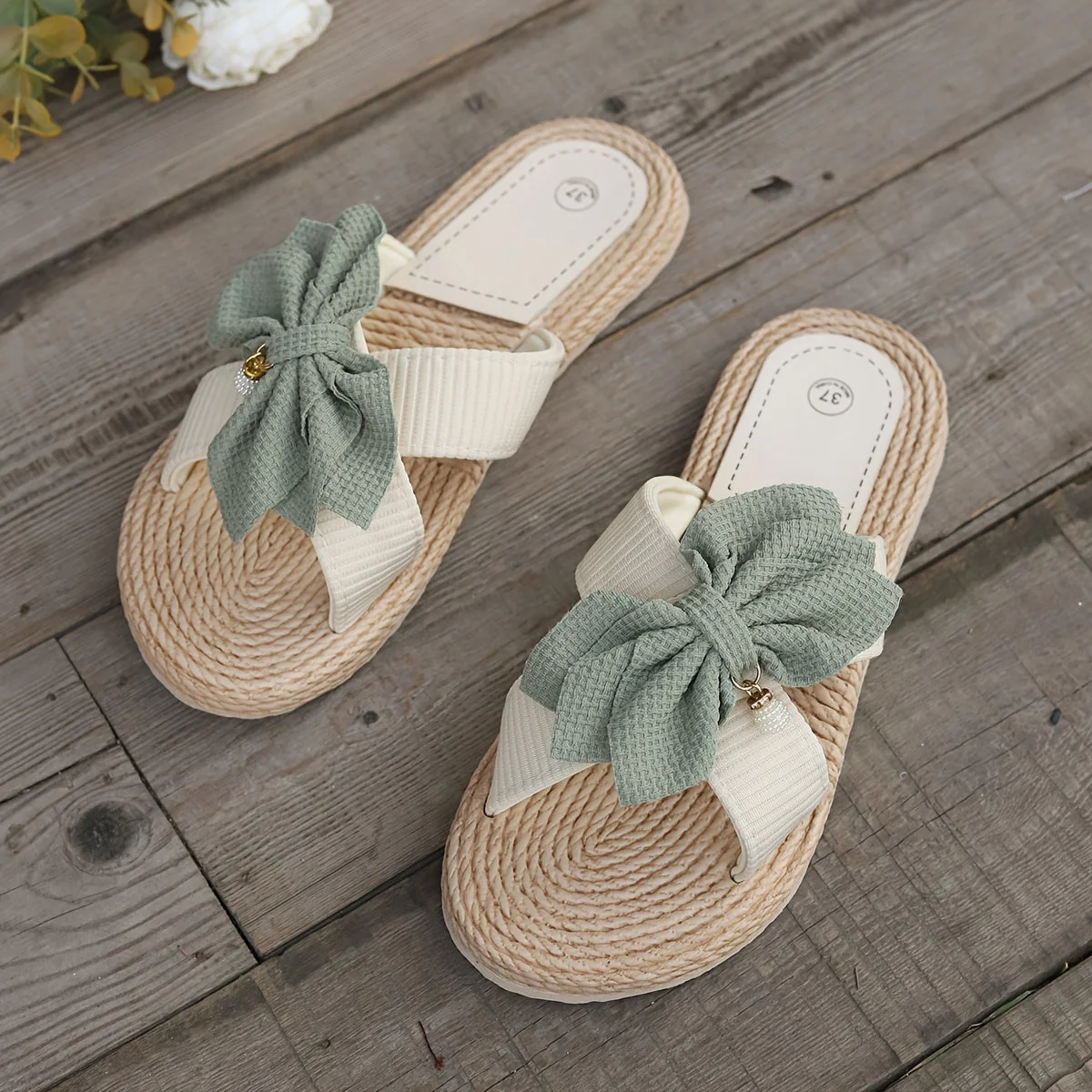 Damen Vintage Sommerschlappen mit großer Schleife und Zehenriemen – Bequeme Freizeitsandalen - Image 5