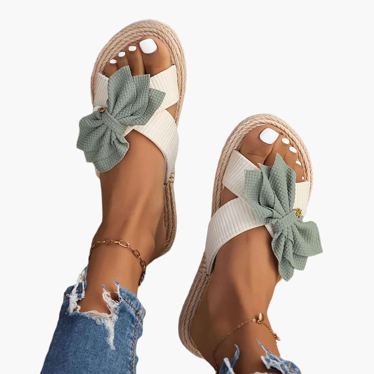 Damen Vintage Sommerschlappen mit großer Schleife und Zehenriemen – Bequeme Freizeitsandalen - Image 6