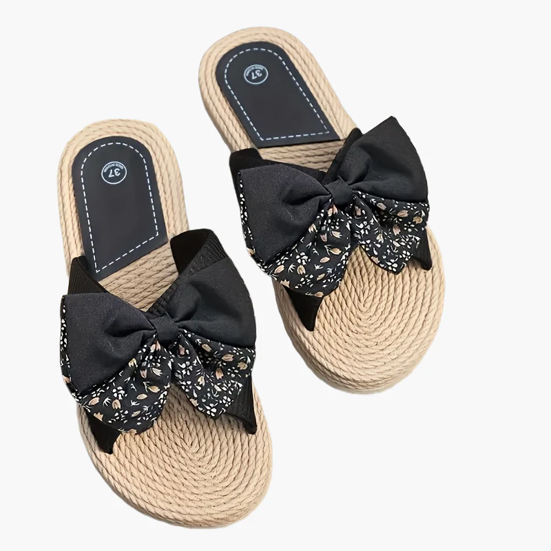 Damen Vintage Sommerschlappen mit großer Schleife und Zehenriemen – Bequeme Freizeitsandalen - Image 8