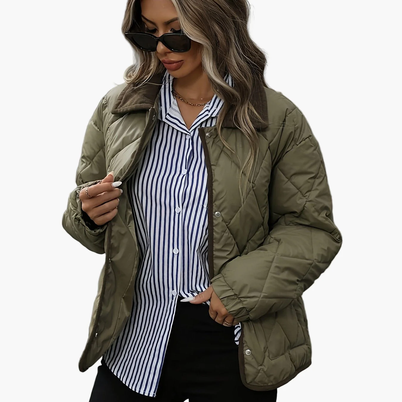 Damen Vintage Steppjacke mit Kontrastdetails – Stilvolle Übergangsjacke für Alltag und Freizeit - Image 11
