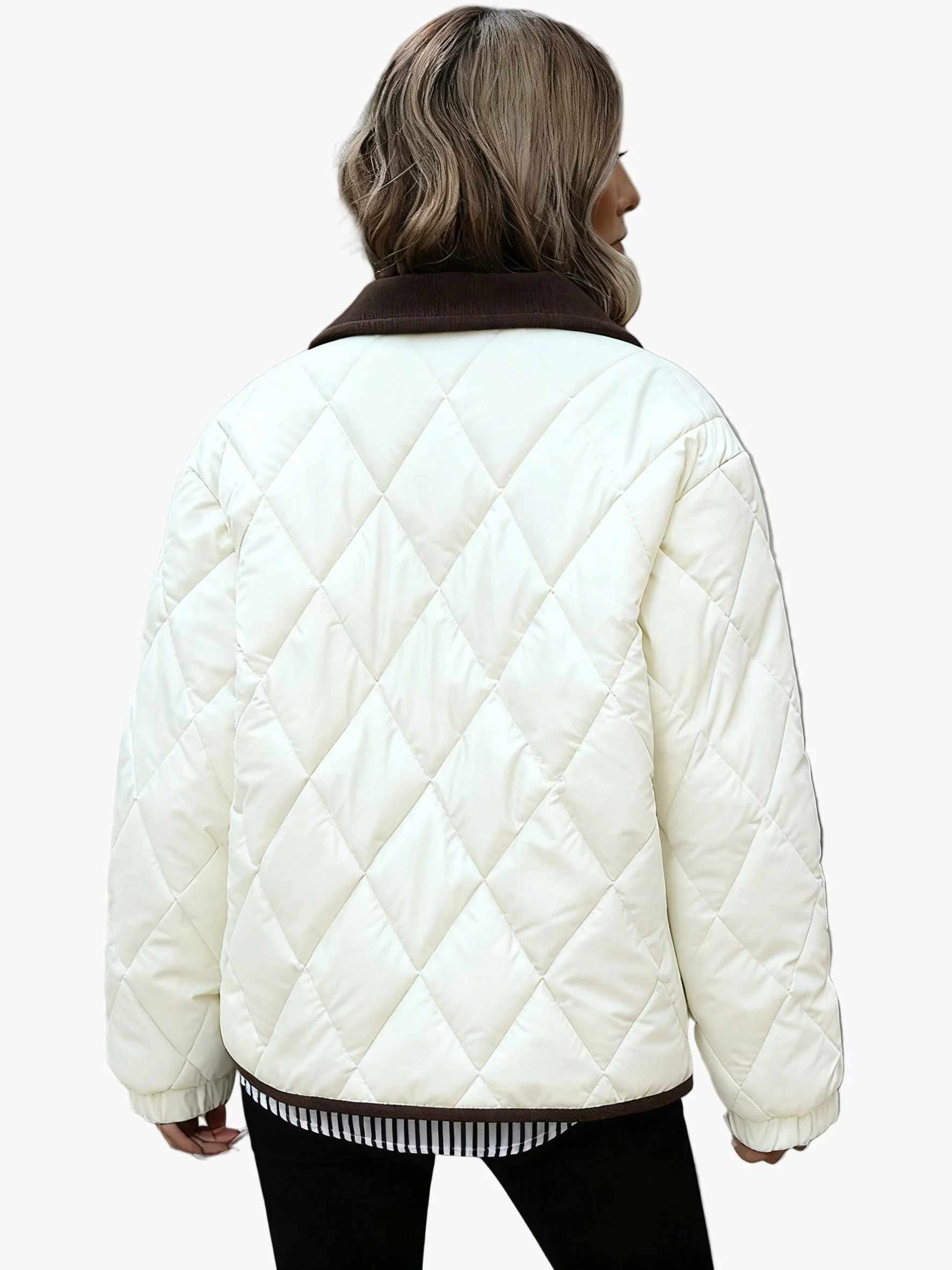 Damen Vintage Steppjacke mit Kontrastdetails – Stilvolle Übergangsjacke für Alltag und Freizeit - Image 5