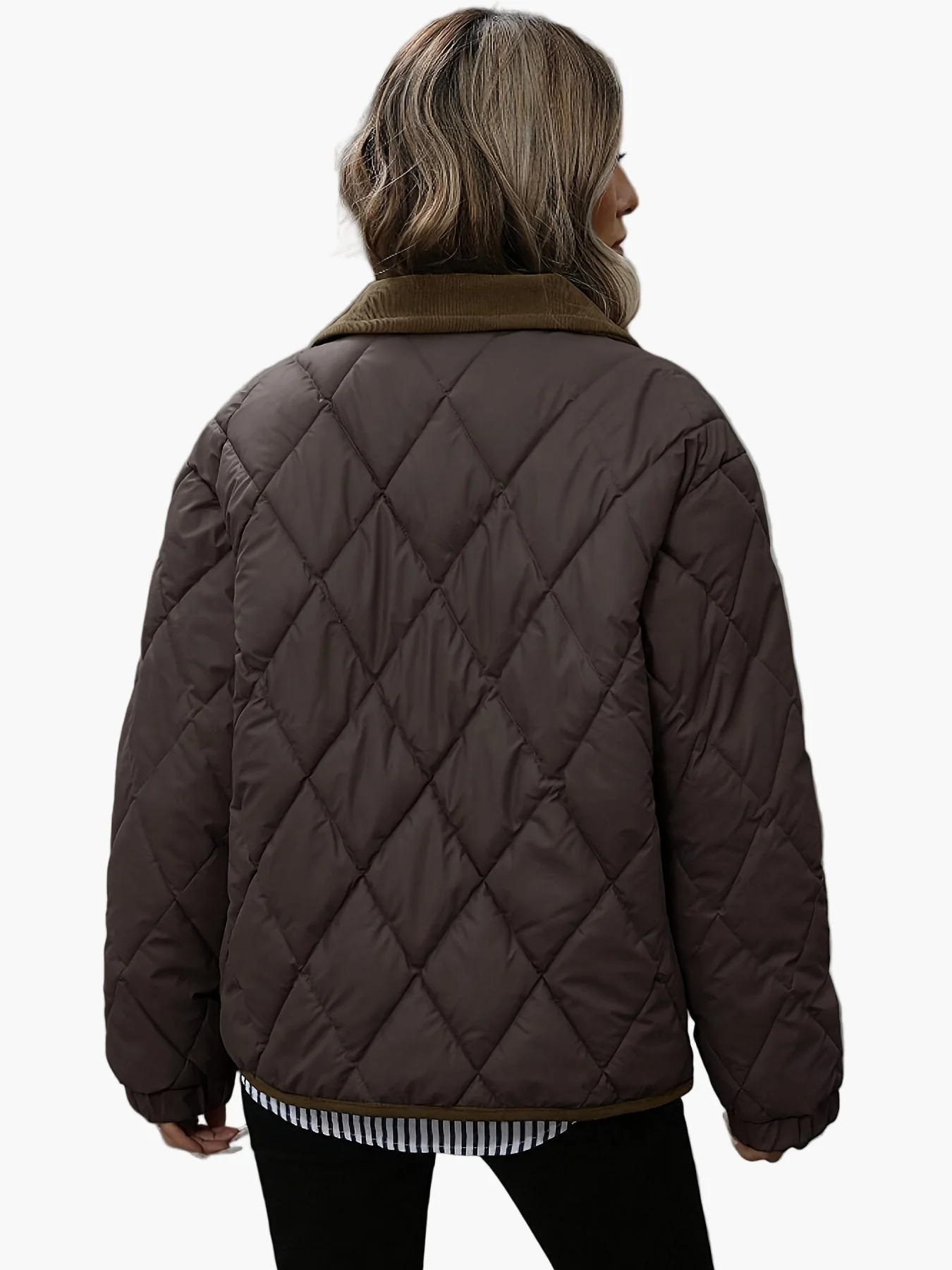 Damen Vintage Steppjacke mit Kontrastdetails – Stilvolle Übergangsjacke für Alltag und Freizeit - Image 6